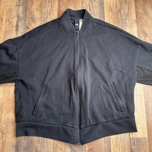 Adidas ID Mesh Bomber Jacket Women's XL Black Athletic Training‎ Soccer 6462 - Picture 4 of 13